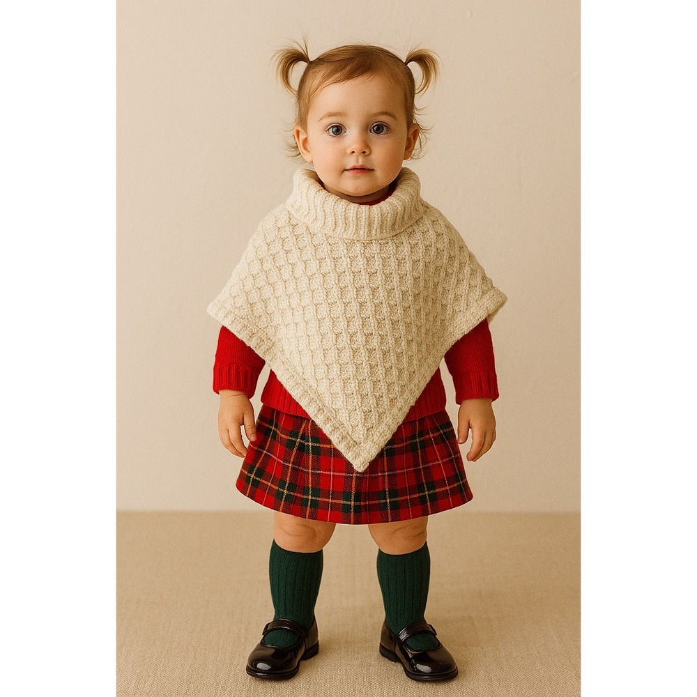 Blarney Woolen Mills Ireland Cream Cable Knit Poncho Toddler 2 Years‎